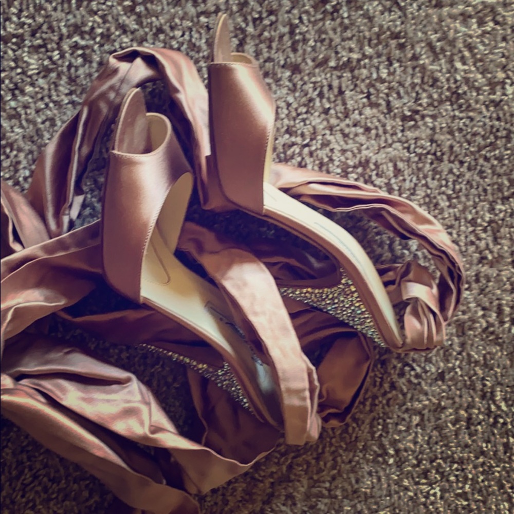 Brian Atwood Swarovski crystal and satin heels
